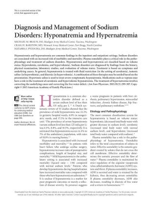 Hyponatremia and Hypernatremia MICHAEL M