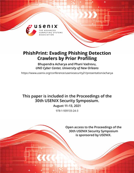 Phishprint: Evading Phishing Detection Crawlers by Prior Profiling