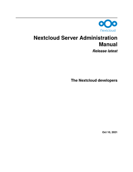 Nextcloud Server Administration Manual Release Latest