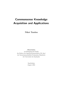 Commonsense Knowledge Acquisition and Applications