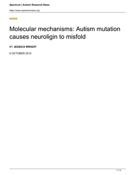 Molecular Mechanisms: Autism Mutation Causes Neuroligin to Misfold