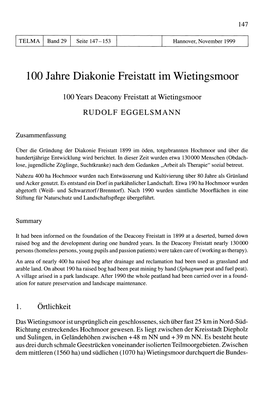 100 Jahre Diakonie Freistatt Im Wietingsmoor