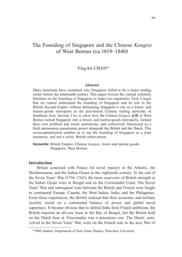 The Founding of Singapore and the Chinese Kongsis of West Borneo (Ca.1819–1840)