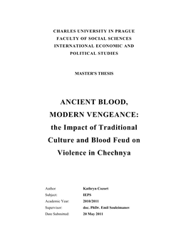 The Impact of Traditional Culture and Blood Feud on Violence in Chechnya