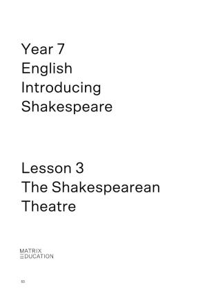 Year 7 English Introducing Shakespeare Lesson 3 The