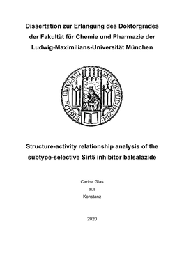 Structure-Activity Relationship Analysis of the Subtype-Selective Sirt5 Inhibitor Balsalazide