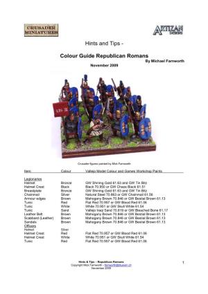 Colour Guide Republican Romans by Michael Farnworth November 2009