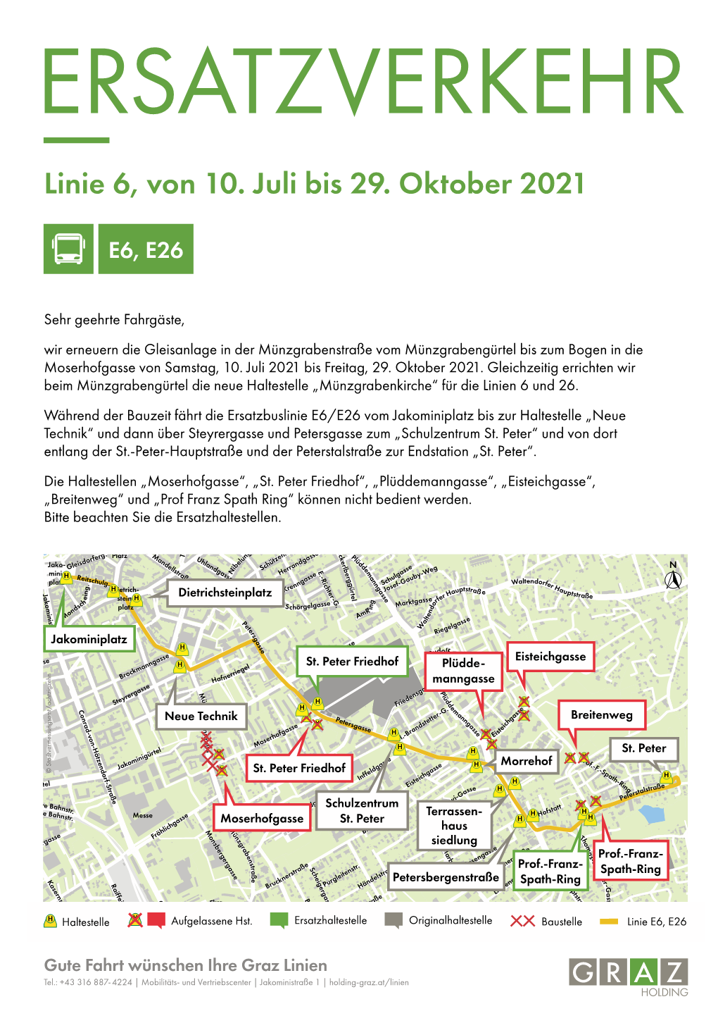 Linie 6, Von 10. Juli Bis 29. Oktober 2021