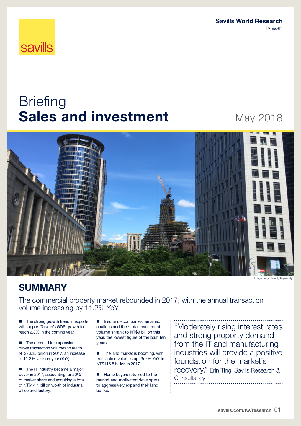 Briefing Sales and Investment May 2018