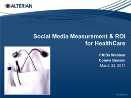 Social Media Measurement & ROI for Healthcare