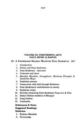 Volume Iii: Performing Arts (Nata Music & Dance)