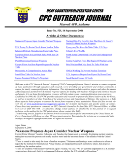 USAF Counterproliferation Center CPC Outreach Journal #525