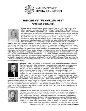 The Girl of the Golden West Performer Biographies