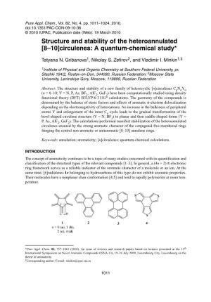 Structure and Stability of the Heteroannulated [8–10]Circulenes: a Quantum-Chemical Study*