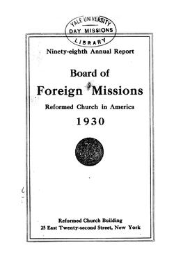 Foreign ^Missions Reformed Church in America 1930