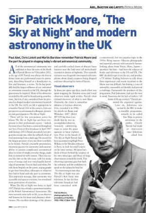 Sir Patrick Moore, 'The Sky at Night' and Modern Astronomy in the UK