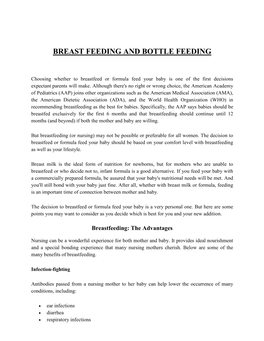 Breast-Feeding and Bottle-Feeding