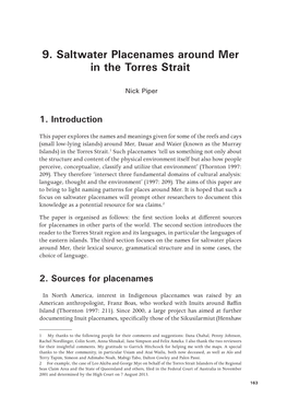 9. Saltwater Placenames Around Mer in the Torres Strait