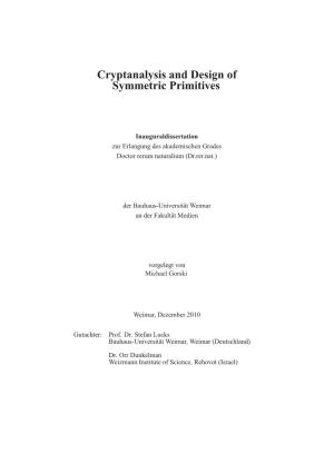 Cryptanalysis and Design of Symmetric Primitives