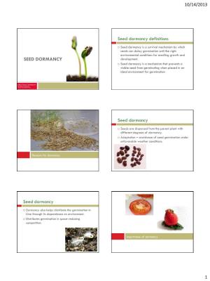 Seed Dormancy Definitions