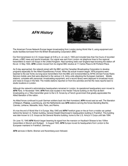 AFN, Europe History to 1999