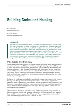 Building Codes and Housing