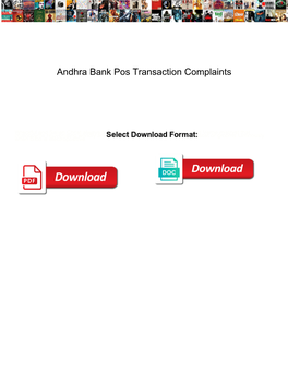 Andhra Bank Pos Transaction Complaints