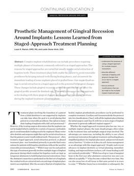 Prosthetic Management of Gingival Recession Around Implants: Lessons Learned from Staged-Approach Treatment Planning Louis R