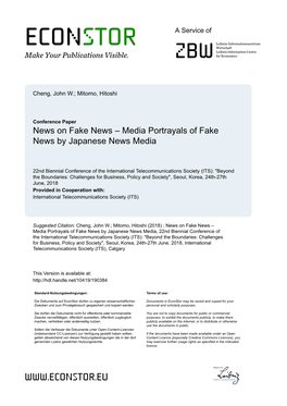 Media Portrayals of Fake News by Japanese News Media