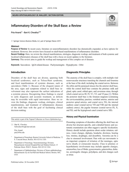 Inflammatory Disorders of the Skull Base: a Review
