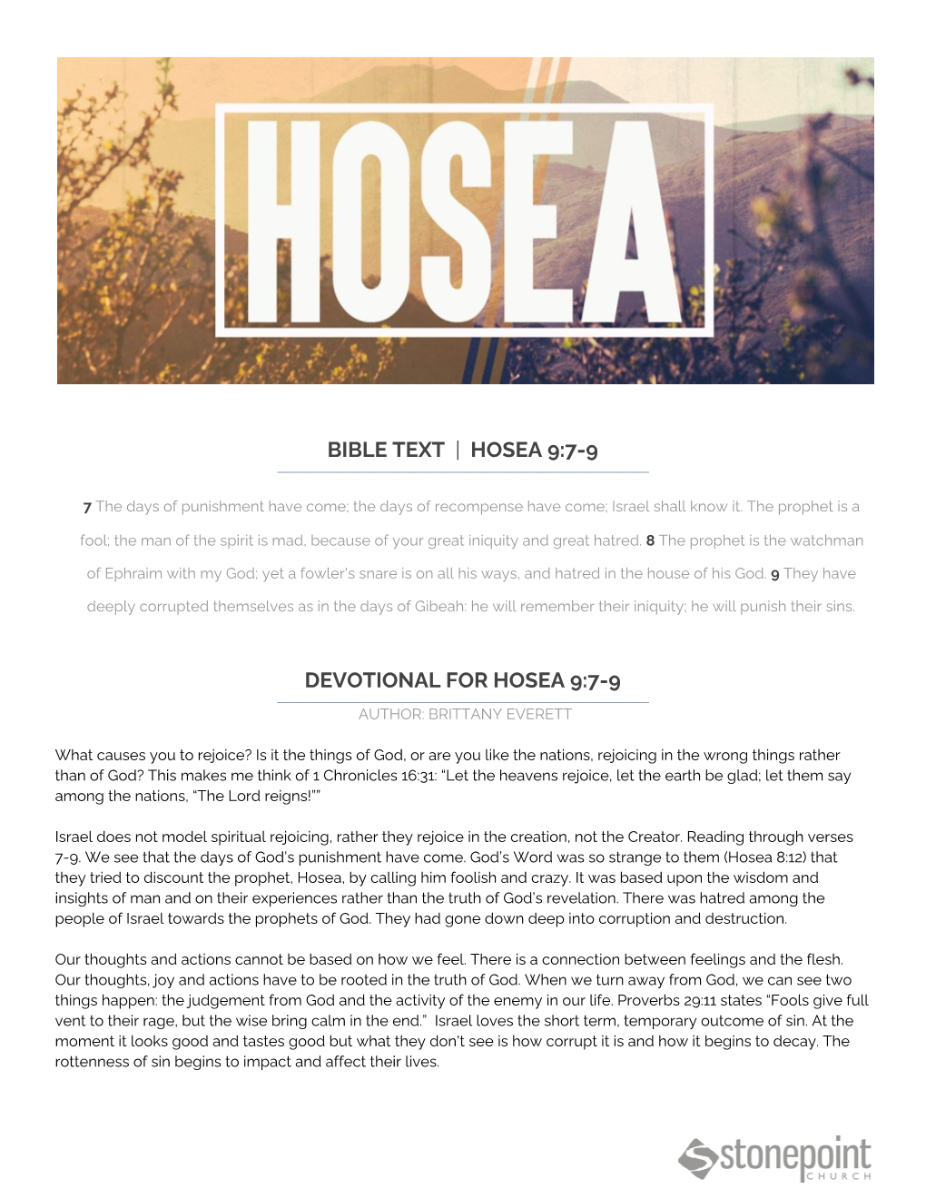 Bible Text ​ |​ Hosea 9:7-9 Devotional for Hosea 9:7-9
