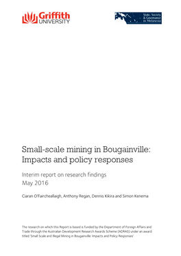 Small-Scale Mining in Bougainville: Impacts and Policy Responses