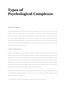 Types of Psychological Complexes 8 APR Types of Complexes