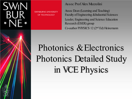 Latest Photonics at Swinburne Course Information