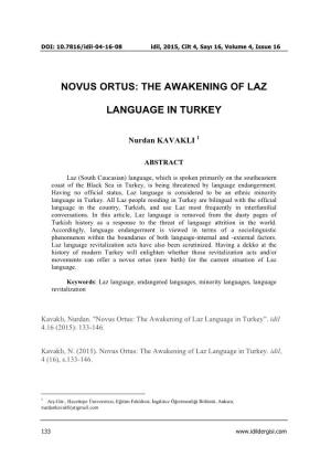 Novus Ortus: the Awakening of Laz Language in Turkey”