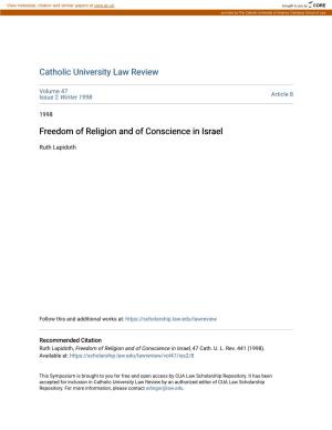 Freedom of Religion and of Conscience in Israel