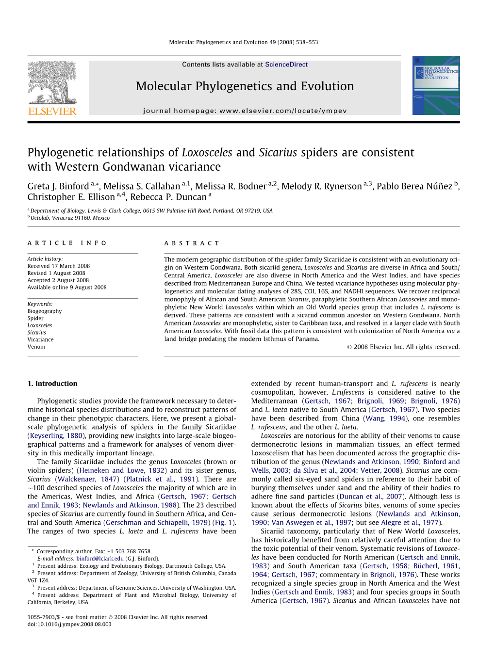 Molecular Phylogenetics and Evolution 49 (2008) 538–553