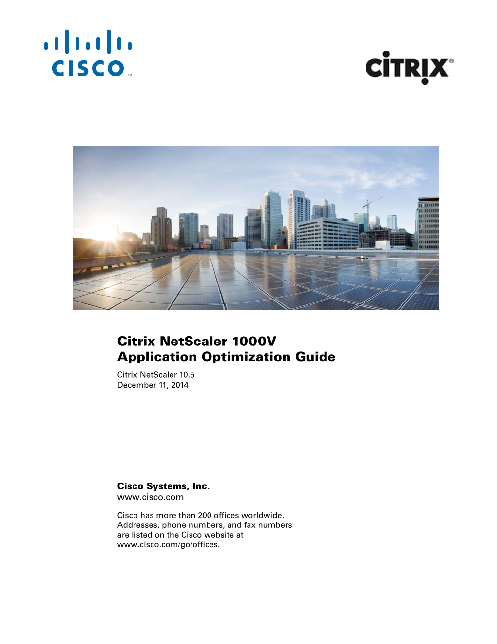 Citrix Netscaler 1000V Application Optimization Guide, Release 10.5