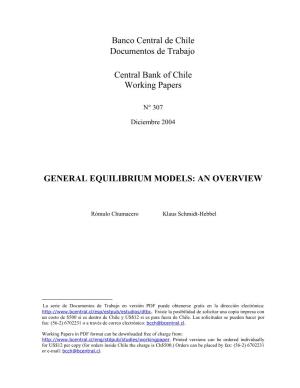 General Equilibrium Models: an Overview