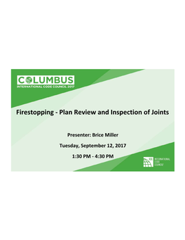 Firestopping - Plan Review and Inspection of Joints