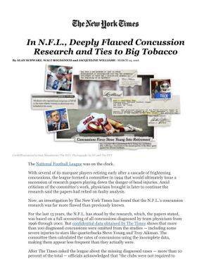 In N.F.L., Deeply Flawed Concussion Research and Ties to Big Tobacco