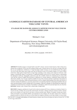 A Google Earth Database of Central American Volcanic Vents