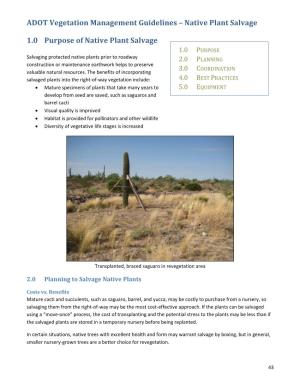 ADOT Vegetation Management Guidelines – Native Plant Salvage 1.0 Purpose of Native Plant Salvage