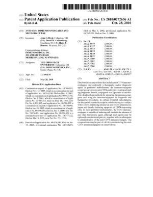 (12) Patent Application Publication (10) Pub. No.: US 2010/0272636A1 Byrd Et Al