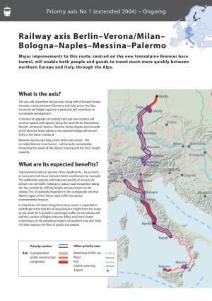 Railway Axis Berlin–Verona/Milan– Bologna–Naples–Messina–Palermo