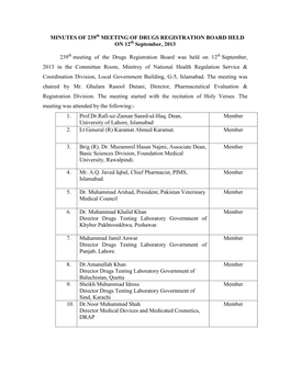 Proposed Agenda / Working Paper for 238Th Meeting of Registration Board