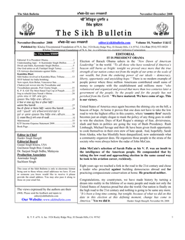 The Sikh Bulletin M~Gr-Poh 540 Nwnkswhi November-December 2008