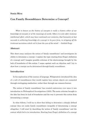 Can Family Resemblance Determine a Concept?