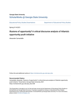 A Critical Discourse Analysis of Atlanta's Opportunity Youth Initiative