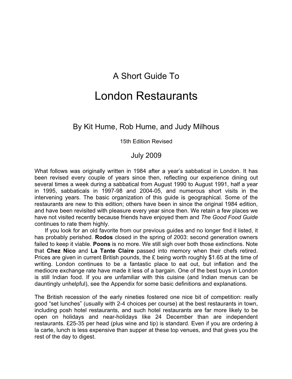 London Food Guide: 2